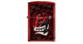 Зажигалка ZIPPO Дьяволица, с покрытием Candy Apple Red™, латунь/сталь, красная